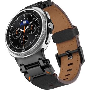 WINGLE Leather Band for Samsung Galaxy Watch Ultra Bands 47mm Men Wide Rugged Top Grain Genuine Leather Band Strap with Metal Connector Durable Armor Classy Casual Business Galaxy Watch 7 Ultra Bands in Saudi Arabia