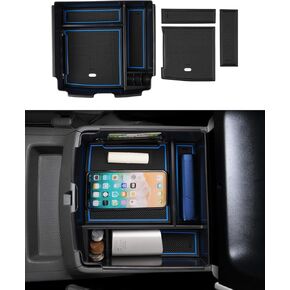 FIILINES Center Console Organizer for Jeep Wrangler JL JLU 2018-2024/ Gladiator JT 2020-2023/ 4XE 2021-2023, Console Tray Armrest Storage Box, Orange and Black Mats in Kuwait