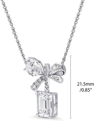 BERRICLE Sterling Silver Bow Tie Ribbon Fashion Pendant Necklace for Women, Rhodium Plated 16 inch in Saudi Arabia