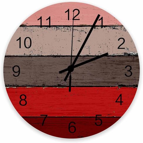 ساعة حائط خشبية أرجوانية مقاس 12 بوصة ساعات حائط مستديرة صامتة غير موقوتة، ساعة حائط مخططة باللون الرمادي والأرجواني على الطراز الريفي العتيق، ساعة تعمل بالبطارية لتزيين غرفة المعيشة/المطبخ/المكتب in Kuwait