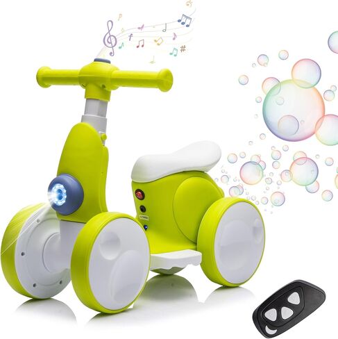 6V Electric Baby Balance Bike for 1 Year Old Boys Girls Ride on Toys 12-48 Month Toddler Balance Bike, 4 Wheels Kids First Bike with Remote Control First Birthday Gifts- Blue in Kuwait