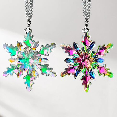 2024 Annual Edition Snowflake Crystal Christmas Ornaments,Christmas Tree Ornaments Crystal Sun Catcher Home Hanging Decor(2024Colorful) (2024Colorful) in Saudi Arabia