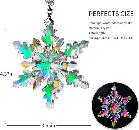 2024 Annual Edition Snowflake Crystal Christmas Ornaments,Christmas Tree Ornaments Crystal Sun Catcher Home Hanging Decor(2024Colorful) (2024Colorful) in Saudi Arabia
