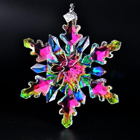 2024 Annual Edition Snowflake Crystal Christmas Ornaments,Christmas Tree Ornaments Crystal Sun Catcher Home Hanging Decor(2024Colorful) (2024Colorful) in Saudi Arabia