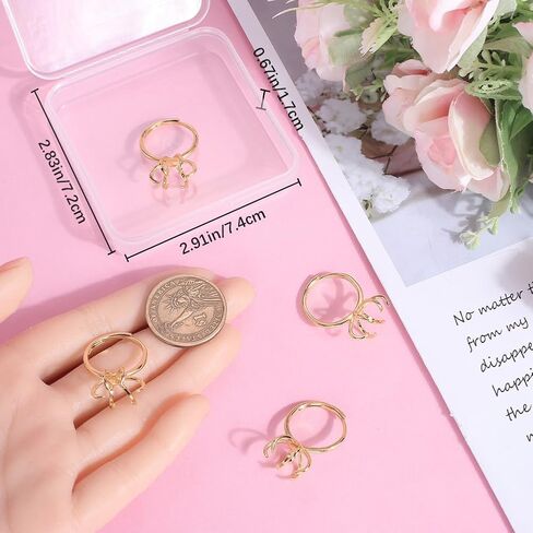Beebeecraft 1 Box 4Pcs Prong Ring Settings Silver Ring Bases 925 Sterling Silver Plated Brass Bead Stone Blank Adjustable Finger 6 Claw Ring Findings for Jewelry Making Rings Supplies DIY Crafting in Saudi Arabia