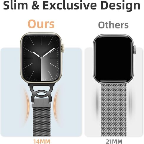 Adorve حلقة ميلانو رفيعة متوافقة مع سوار ساعة Apple 40 مم 41 مم 38 مم 42 مم 44 مم 45 مم 46 مم 49 مم للنساء، أساور معصم مغناطيسية رفيعة من الفولاذ المقاوم للصدأ لسلسلة iWatch SE 10 9 8 7 6 5 4 3 2 1 in Kuwait