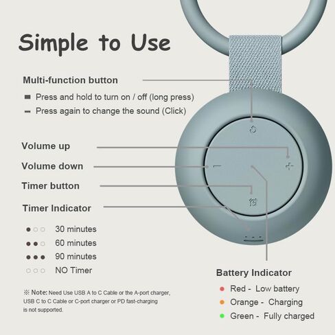 Portable White Noise Sound Machine | 16 Soothing Sounds | Timer | Memory Function | Noise Canceling for Sleep Aid & Office Privacy | Travel | Registry Gift | Sleep Soother for Baby Kids Adults in Kuwait