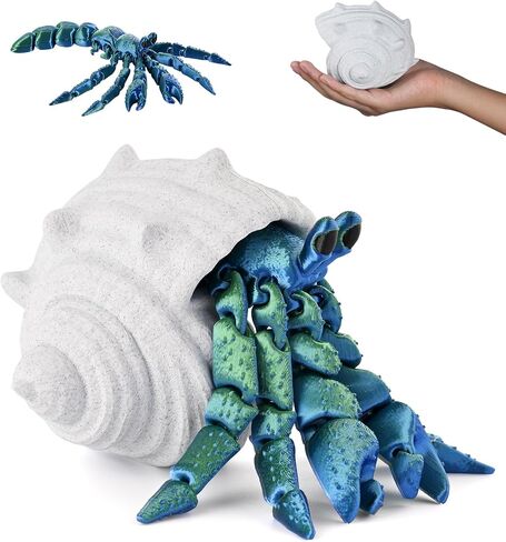 GemmiCho 3D Printed Animals, 7.8" 3D Printed Hermit Crab with Shell, 3D Printed Toys for Stress Relief, Animals Figurines Fidget Crab Toy for Boys Kids Teen 5-7 4-6 8-12 (Red) in Saudi Arabia