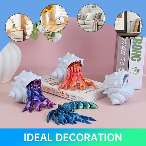 GemmiCho 3D Printed Animals, 7.8" 3D Printed Hermit Crab with Shell, 3D Printed Toys for Stress Relief, Animals Figurines Fidget Crab Toy for Boys Kids Teen 5-7 4-6 8-12 (Red) in Saudi Arabia