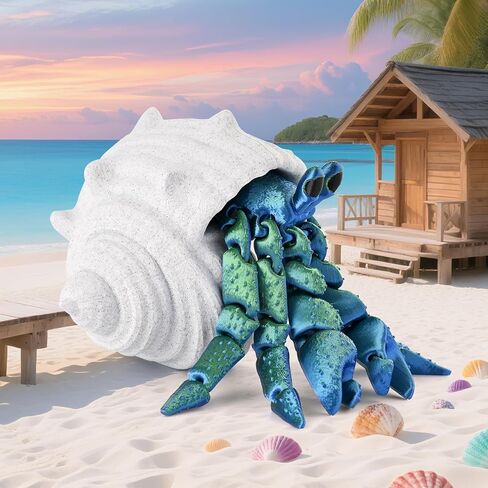 GemmiCho 3D Printed Animals, 7.8" 3D Printed Hermit Crab with Shell, 3D Printed Toys for Stress Relief, Animals Figurines Fidget Crab Toy for Boys Kids Teen 5-7 4-6 8-12 (Red) in Saudi Arabia