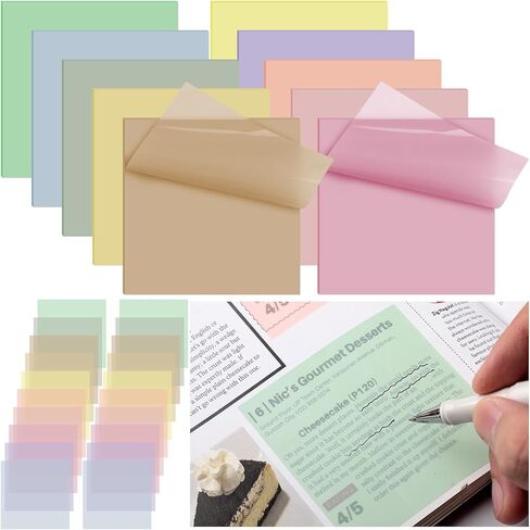 Jetec 500 Sheets Transparent Sticky Notes Bulk 3x3 Pastel See Through Sticky Notes Clear Books Annotation Tabs Self Adhesive Waterproof Translucent Memo Pad for Office Bible(Mixed Color,Vintage) in Saudi Arabia