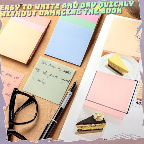 Jetec 500 Sheets Transparent Sticky Notes Bulk 3x3 Pastel See Through Sticky Notes Clear Books Annotation Tabs Self Adhesive Waterproof Translucent Memo Pad for Office Bible(Mixed Color,Vintage) in Saudi Arabia