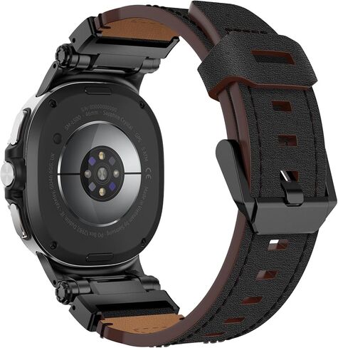 حزام جلد WINGLE لساعة Samsung Galaxy Watch Ultra Bands 47 مم للرجال عريض وقوي من الجلد الأصلي مع موصل معدني ودرع متين كاجوال للأعمال Galaxy Watch 7 Ultra Bands in Kuwait