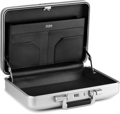 ZERO Halliburton Classic Aluminum 3.0 Medium Briefcase, Top Carry Handle, Organizational Sleeve, Fits 15.6 Laptop/B4 files, Single-Lock System, Iconic Double Rib Design, Hardside Attache, Silver in Kuwait
