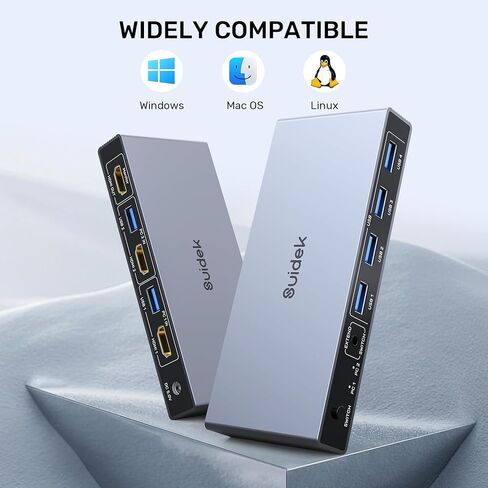 Displayport KVM Switch 1 Monitor 2 Computers, 8K@60Hz DP KVM Switch 2 in 1 Out USB 3.0 KVM Switcher with 4 USB Ports, Include Desktop Controller, 2 USB Cables and Power Adapter in Kuwait