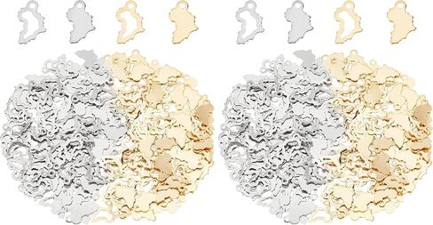 Dicosmetic 200pcs 2 Styles African Map Charms Hollow World Map المعلقات من الفولاذ المقاوم للصدأ وسحر القلب الذهبي معلقات موجة صغيرة neclace لصنع المجوهرات DIY ، ثقب: 1.5 ملم in Kuwait