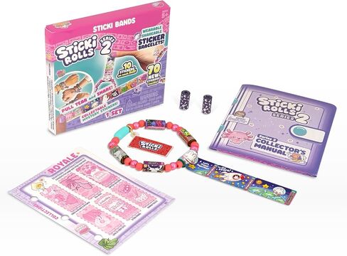 عصابات sticki sticki - سوار ملصق قابل للارتداء ومشاركة | يشمل 70 ملصقات صغيرة | 2 الغموض تكشف sticki لفات | أكثر من 1000 تصميم ملصق لاكتشاف وجمع! (سلسلة 1 أصفر) in Kuwait