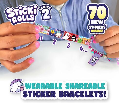 عصابات sticki sticki - سوار ملصق قابل للارتداء ومشاركة | يشمل 70 ملصقات صغيرة | 2 الغموض تكشف sticki لفات | أكثر من 1000 تصميم ملصق لاكتشاف وجمع! (سلسلة 1 أصفر) in Kuwait