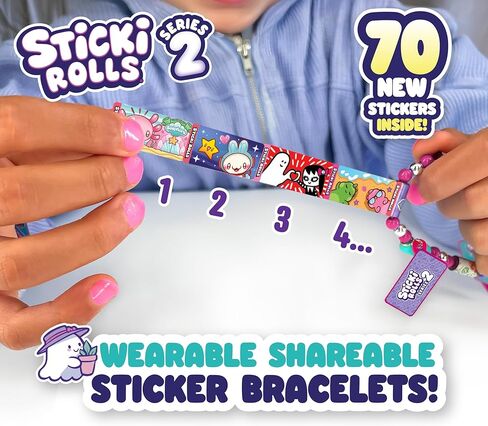 عصابات sticki sticki - سوار ملصق قابل للارتداء ومشاركة | يشمل 70 ملصقات صغيرة | 2 الغموض تكشف sticki لفات | أكثر من 1000 تصميم ملصق لاكتشاف وجمع! (سلسلة 1 أصفر) in Kuwait