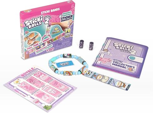 عصابات sticki sticki - سوار ملصق قابل للارتداء ومشاركة | يشمل 70 ملصقات صغيرة | 2 الغموض تكشف sticki لفات | أكثر من 1000 تصميم ملصق لاكتشاف وجمع! (سلسلة 1 أصفر) in Kuwait