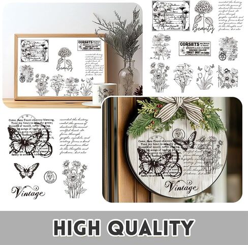 4 Sheets Flower Rub on Transfers for Crafts Vintage Floral Rub on Transfer Stickers for Furniture Iod Transfers Rub on Retro Stamps Stickers Farmhouse Decals for Wood DIY Home Decor 6"x12" in Kuwait