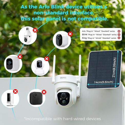 Sovmiku 5W 5V Solar Panel for Security Cameras, 23% Energy Conversion Rate,9.8Ft Cable, Type-C & Micro-USB inteface Compatible,Weather Resistant, 360° Adjustable Bracket, Continuous Power Supply in Kuwait