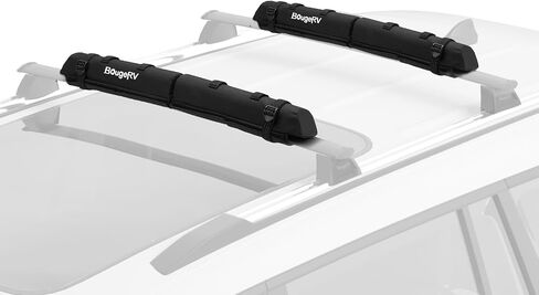 منصات ناعمة لحامل السقف من BougeRV لركوب الأمواج SUP Kayak Canoe Ladder Ladder Luggage Carrier، عالمية لأشكال مختلفة من القضبان المتقاطعة، وسادات العارضة لرف السيارة مقاومة للماء مع شريطين سقاطة لا نهاية لهما in Kuwait