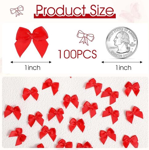 100Pcs Pink Ribbon Small Bows for Crafts - 1 inch Little Tiny Fabric Bows for Crafts DIY Wedding Birthday Invitation Decor Gift Wrapping Pink Theme Party Decoration and Sewing on Cloth in Saudi Arabia