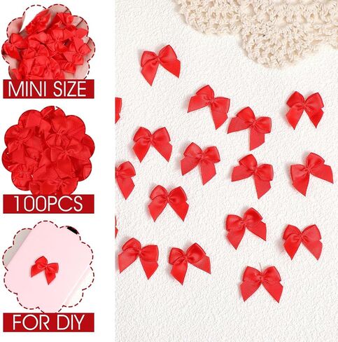 100Pcs Pink Ribbon Small Bows for Crafts - 1 inch Little Tiny Fabric Bows for Crafts DIY Wedding Birthday Invitation Decor Gift Wrapping Pink Theme Party Decoration and Sewing on Cloth in Saudi Arabia