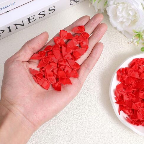 100Pcs Pink Ribbon Small Bows for Crafts - 1 inch Little Tiny Fabric Bows for Crafts DIY Wedding Birthday Invitation Decor Gift Wrapping Pink Theme Party Decoration and Sewing on Cloth in Saudi Arabia