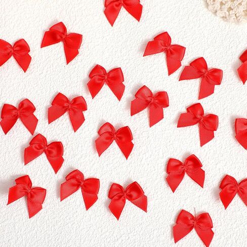 100Pcs Pink Ribbon Small Bows for Crafts - 1 inch Little Tiny Fabric Bows for Crafts DIY Wedding Birthday Invitation Decor Gift Wrapping Pink Theme Party Decoration and Sewing on Cloth in Saudi Arabia