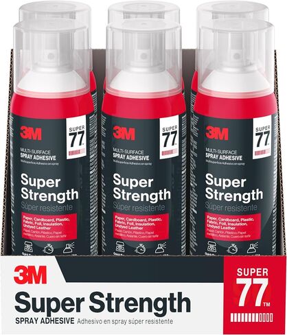3M Super 77 Multi-Surface Spray Adhesive, 7.35 oz., Low VOC, Quick Bond, Fast Drying, Clear Finish for Foil, Foam, Paper, Metal, Plastic, Fabric, and Cardboard (77-10-NAT) in Saudi Arabia
