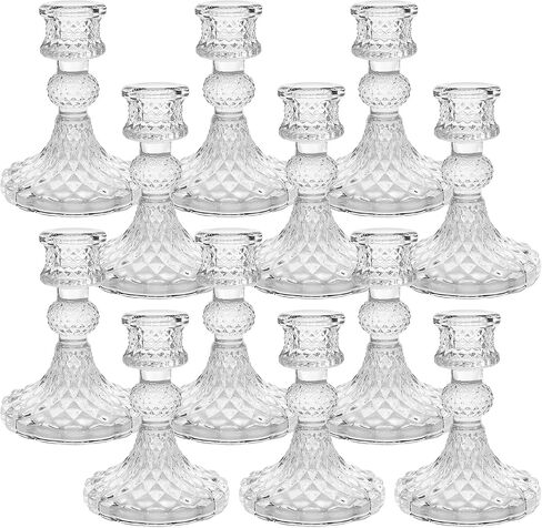 Glass Candle Holders Set of 24- Clear Candlestick Holders & Taper Candle Holders for Wedding Centerpiece Table Decorations, Valentines Day Decor, Party and Romantic Dinner in Saudi Arabia