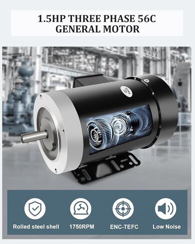 محرك كهربائي 3 حصان 3450 دورة في الدقيقة إطار أحادي الطور 56C 208-230 فولت 5/8 بوصة عمود 60 هرتز CW/CCW TEFC in Kuwait