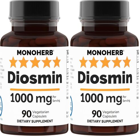 Diosmin 1000 mg - 90 Veg Capsules | 500 mg per Capsule - Serving Size 2 Capsules: 1000 mg - 45 Servings in Saudi Arabia