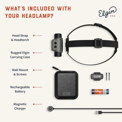 مصباح أمامي Elgin Helldiver قابل لإعادة الشحن فائق السطوع 600 لومن LED USB مصباح أمامي IP66 مقاوم للطقس مع 6 أوضاع إضاءة مع ضوء أحمر، حامل مغناطيسي للعمل والبناء والخارج والتخييم in Kuwait