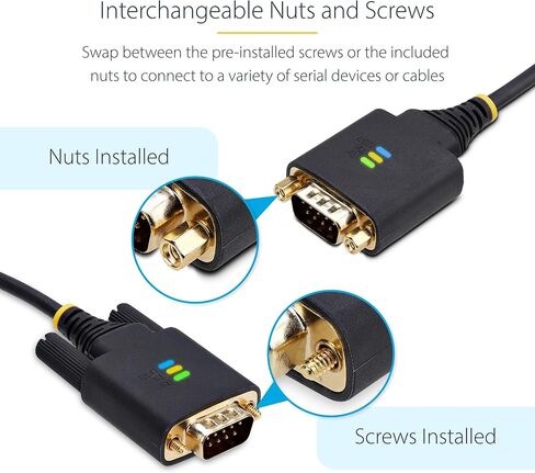 StarTech.com 1ft/30cm USB to Serial Adapter Cable, COM Retention, FTDI, USB-A to DB9 RS232, Interchangeable DB9 Nuts/Screws in Kuwait
