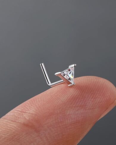 Jewseen 925 Sterling Silver Nose Ring,L Shaped Nose Stud, 20G Nose Bone,Clear CZ Nose Piercing Jewelry,Exquisite Leaf Nose Barbell for Women Men in Kuwait