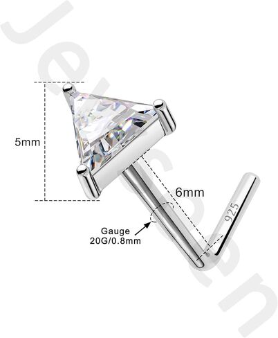Jewseen 925 Sterling Silver Nose Ring,L Shaped Nose Stud, 20G Nose Bone,Clear CZ Nose Piercing Jewelry,Exquisite Leaf Nose Barbell for Women Men in Kuwait