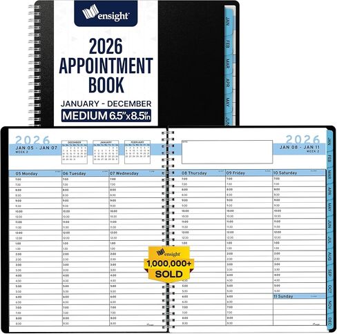 2025 كتاب المواعيد والمخطط- Ensight 8.5 × 11 بوصة ، مخطط أسبوعي كبير كل ساعة ، التقويم والجدول الزمني ، 15 دقيقة ، فحوصات زمنية ، الأعمال التجارية والمخطط الشخصي يناير 2025- ديسمبر 2025- الأزرق in Kuwait