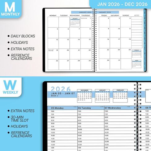 2025 كتاب المواعيد والمخطط- Ensight 8.5 × 11 بوصة ، مخطط أسبوعي كبير كل ساعة ، التقويم والجدول الزمني ، 15 دقيقة ، فحوصات زمنية ، الأعمال التجارية والمخطط الشخصي يناير 2025- ديسمبر 2025- الأزرق in Kuwait