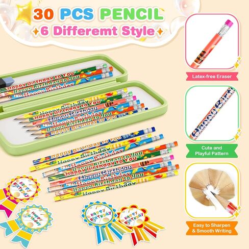 150 Pcs Happy Birthday Kits for Kids Classroom, Include Crowns, Silicone Stretches, Toy Whistles, Badge Stickers, Students Kindergarten Birthday Party Hats for School Teacher Classroom Party Supplies in Kuwait