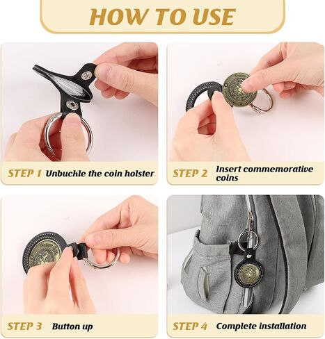 Leather Coin Holder Keychain, Waterproof and Scratchproof Coin Protector for Commemorative Coins, Collectible Display, Gifts, and Daily Carry Accessory in Kuwait