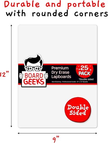 12 Small Dry Erase Board for Kids - White Board for Kids, Students and Teachers | Durable, Portable Kids Mini Whiteboard | Double Sided Small White Boards | Lined and Plain, 9"x12" in Kuwait