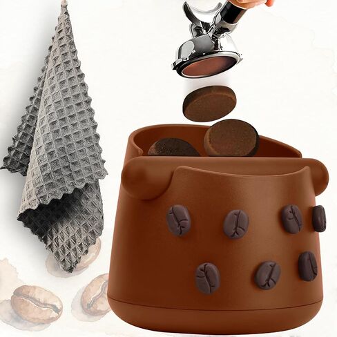 صندوق طحن القهوة |صندوق طحن قهوة الإسبريسو |التخلص من حاوية القهوة المطحونة | قضيب طرق قابل للإزالة وقاعدة مطاطية مضادة للانزلاق | ملحقات ماكينة الإسبريسو | قطعة قماش باريستا واحدة، صندوق طرق واحد (أسود)|JDHAVMOS in Kuwait