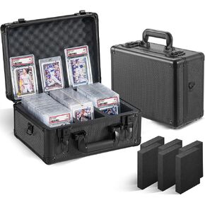 Graded Card Storage Box, Trading Cards Slab Carrying Case, 6 Row Black Hard Sports Cards Holder Boxes with 6 Dividers Fits for PSA BGS SGC Top Loaders Collection in Saudi Arabia