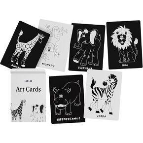 Lalo Art Cards - High Contrast Baby Cards, Black and White Baby Cards, Printed with Soy-Based Ink, Set of 9 High Contrast Cards, Ideal Baby Gift for Development - Farm Animals in Kuwait