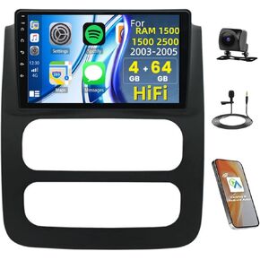 Android 13.0 Double Din Car Stereo - 9 Inch Touch Screen Car Radio Android Auto CarPlay Car Audio Multimedia Receiver with GPS Bluetooth ＆ Backup Camera for Dodge Ram 1500 2500 3500 2003-2005 in Kuwait