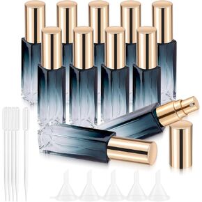 Kesell 11 Pack 10ml Spray Bottles Glass Refillable Perfume Atomizer for Travel Square Empty Bottles Containers Portable Glass Perfume Bottle Set with 5pcs Funnel and 5pcs Dropper (Black Cap) in Kuwait