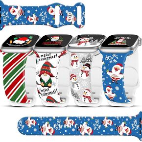 4 Pack Christmas Watch Bands Compatible with Apple Watch Band 38mm 40mm 41mm 42mm 44mm 45mm 46mm 49mm ,Winter Snowman Snowflake Xmas Gift Silicone Sport Replacement iPhone Strap for iWatch Series 10 9 Ultra 8 7 6 5 4 3 2 1 SE Women Men in Kuwait